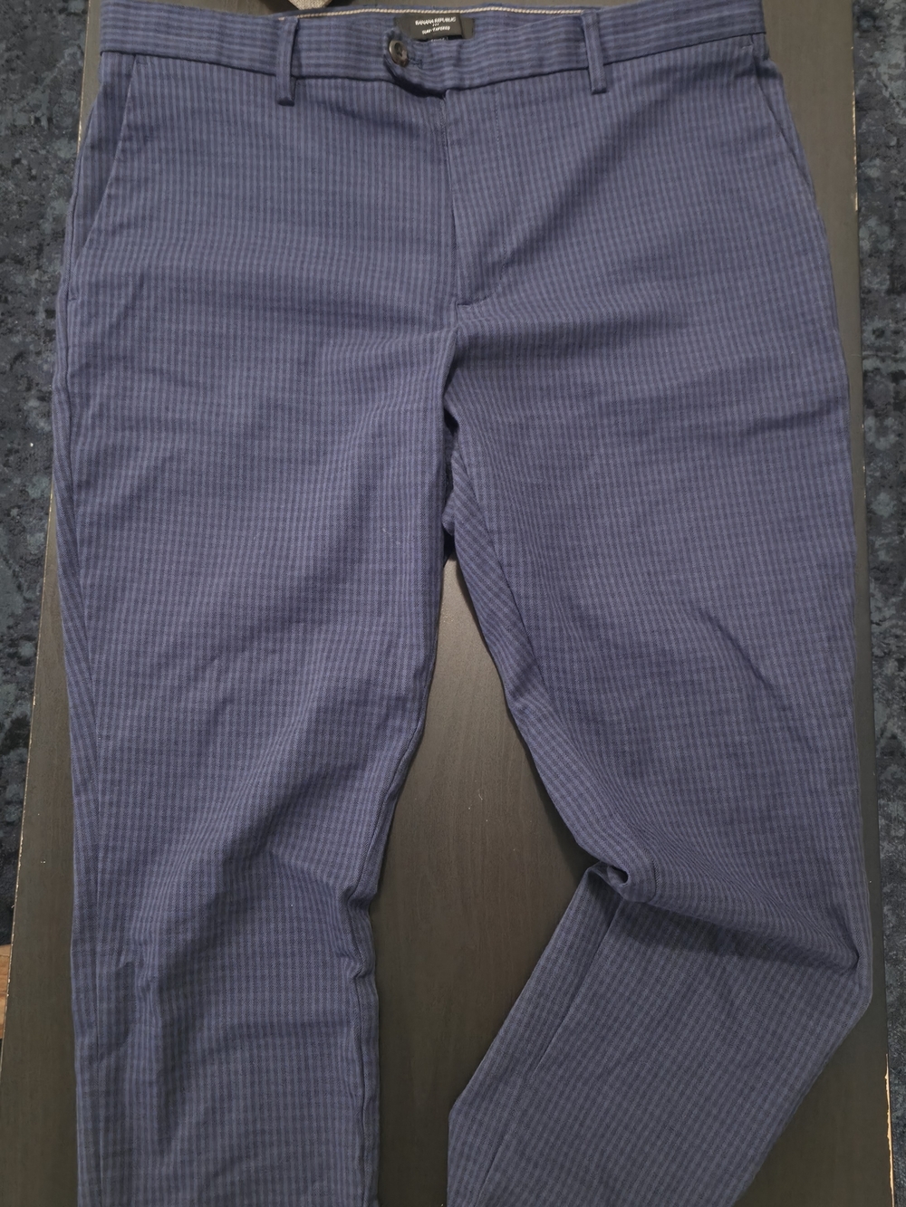 Banana Republic Navy Pinstripe Men’s Slim Tapered Chinos. 35/30